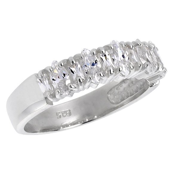 Sterling Silver Marquise Wedding Band6 7 8 9 10
